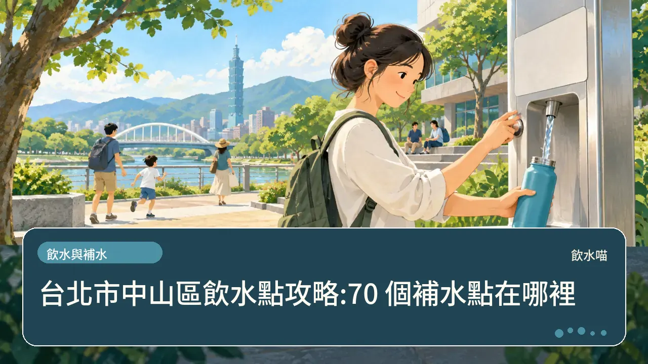 台北市中山區飲水點攻略:70 個補水點在哪裡主題插畫