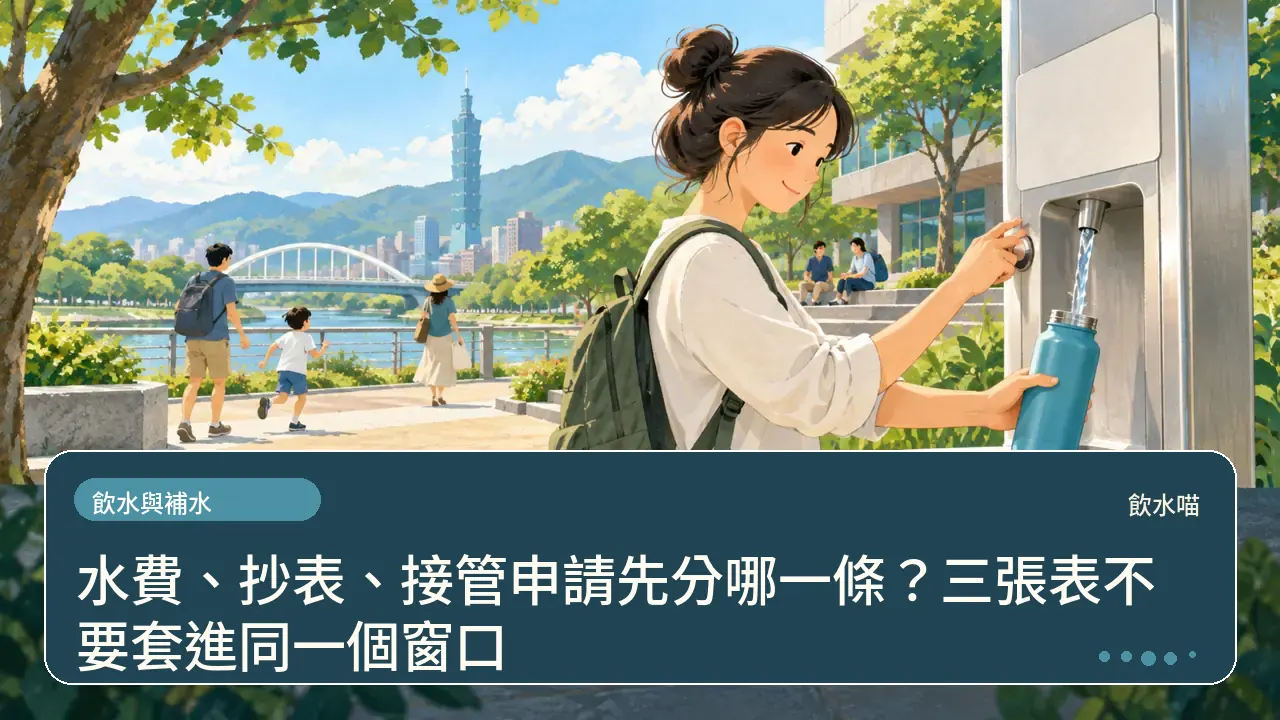 水費、抄表、接管申請先分哪一條?三張表不要套進同一個窗口主題插畫