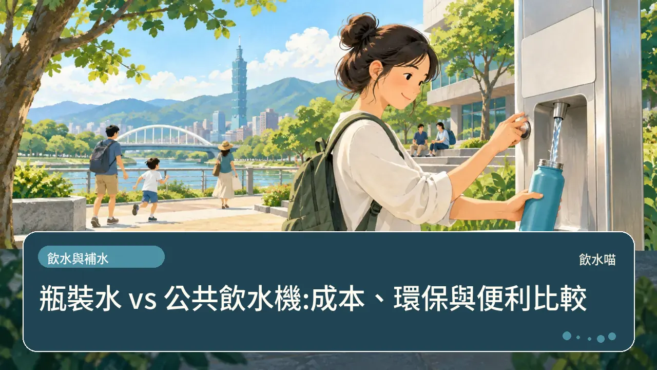 瓶裝水 vs 公共飲水機:成本、環保與便利比較主題插畫