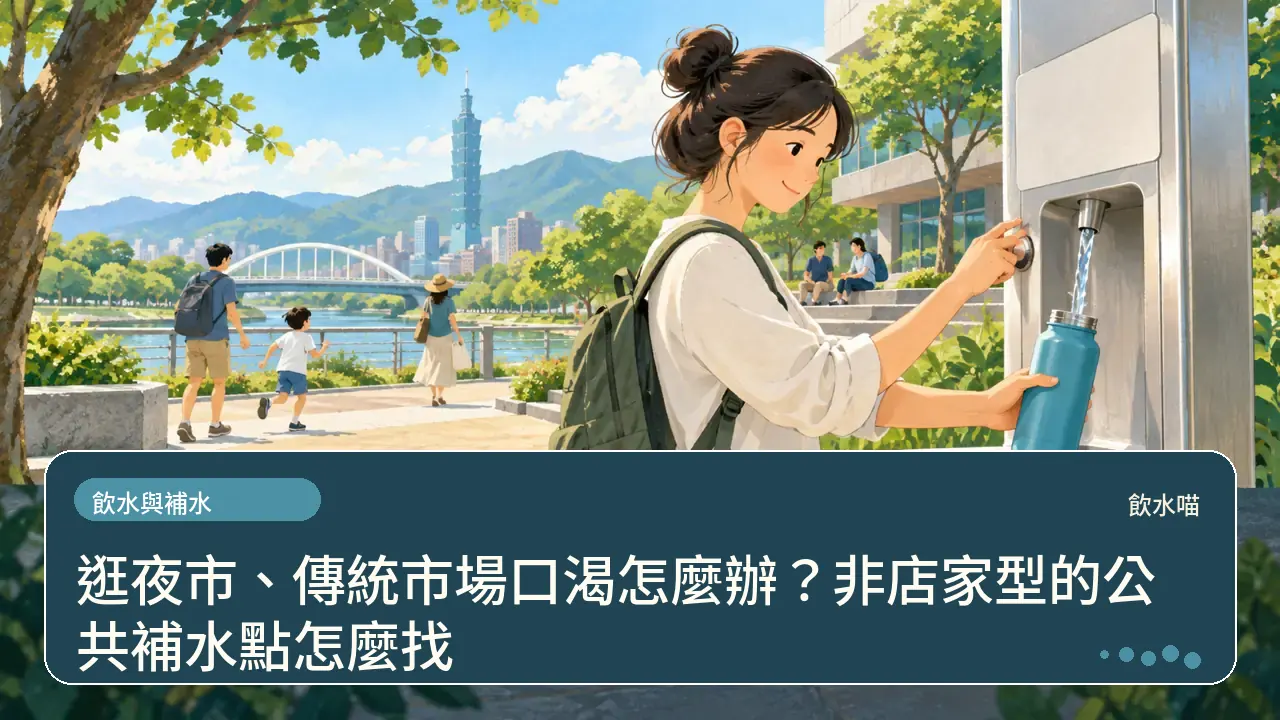 逛夜市、傳統市場口渴怎麼辦?非店家型的公共補水點怎麼找主題插畫