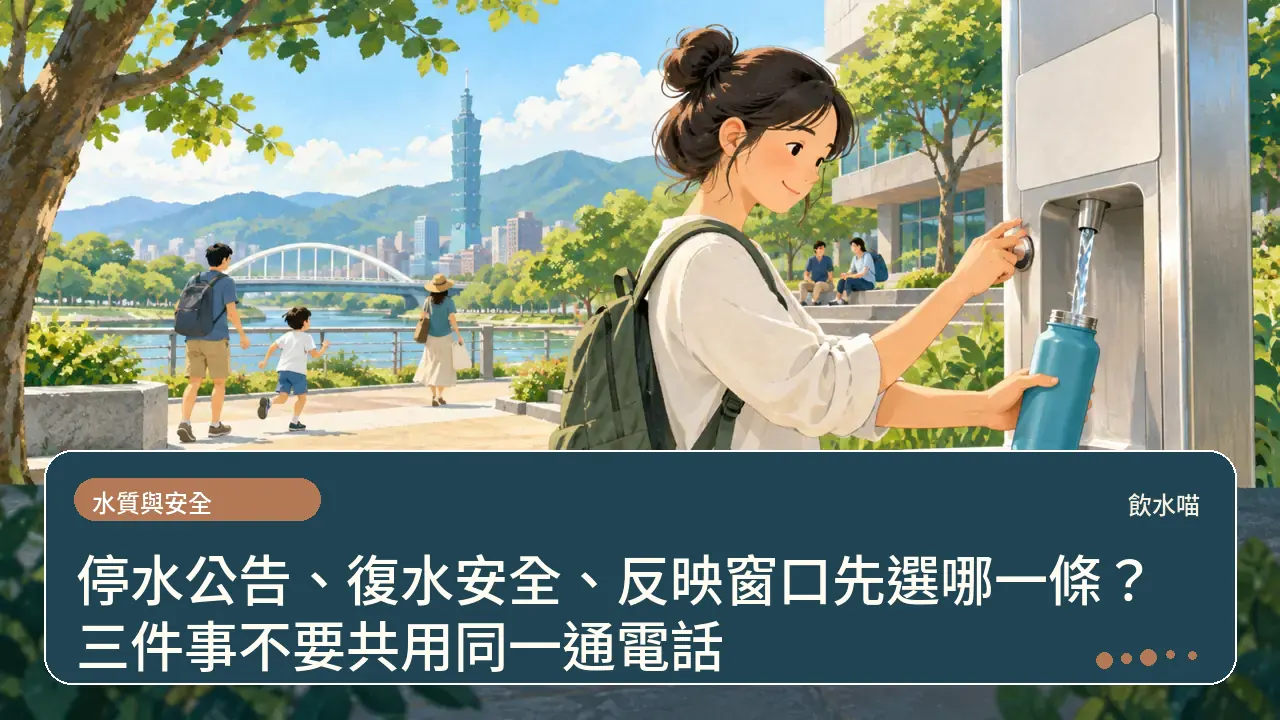 停水公告、復水安全、反映窗口先選哪一條？三件事不要共用同一通電話主題插畫