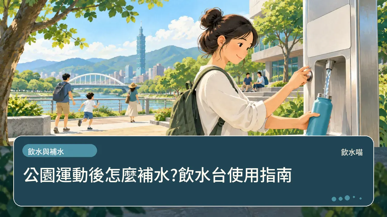 公園運動後怎麼補水?飲水台使用指南主題插畫