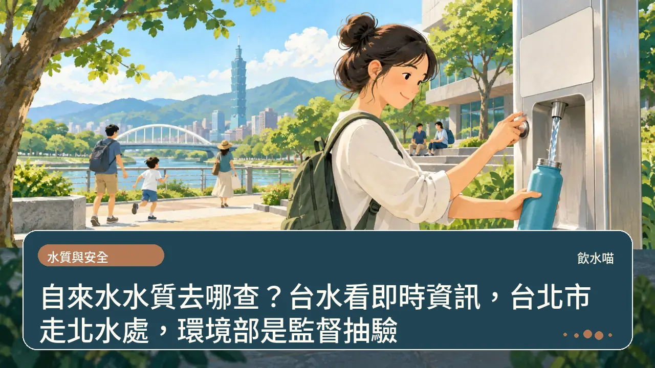 自來水水質去哪查?台水看即時資訊,台北市走北水處,環境部是監督抽驗主題插畫