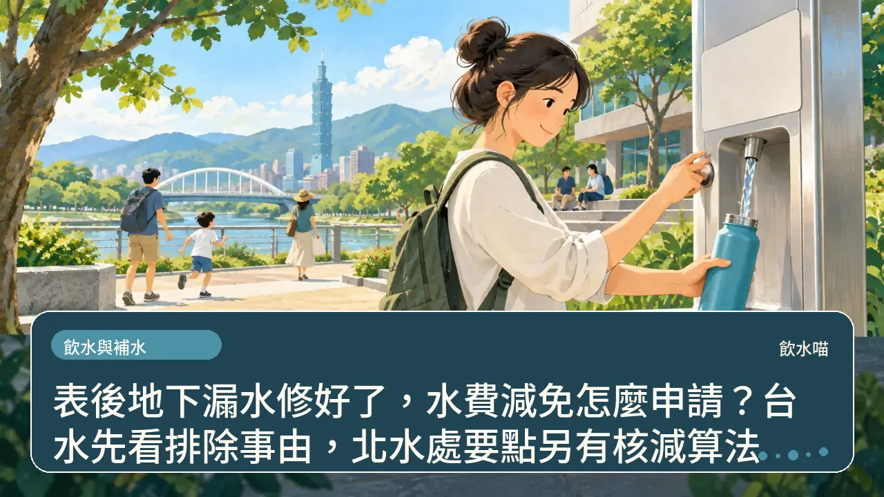 表後地下漏水修好了,水費減免怎麼申請?台水先看排除事由,北水處要點另有核減算法主題插畫