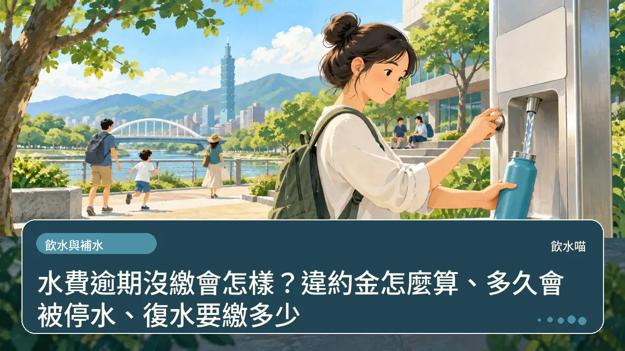 水費逾期沒繳會怎樣？違約金怎麼算、多久會被停水、復水要繳多少主題插畫