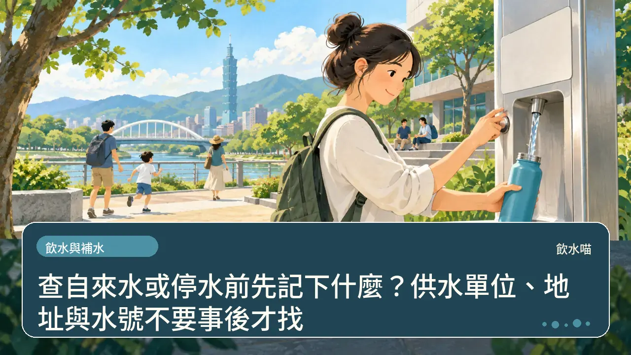 查自來水或停水前先記下什麼?供水單位、地址與水號不要事後才找主題插畫